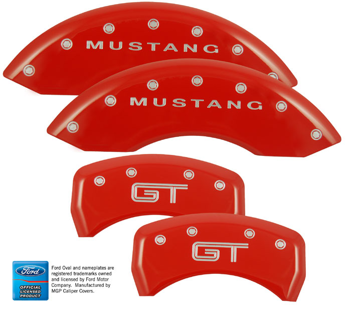 2005-2014 Mustang GT/V6 Caliper Cover (Set of 4) - RED - GT EMBLEM Logo