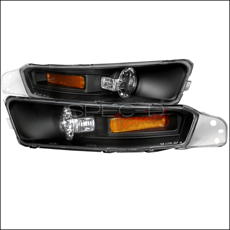 05-09 Mustang Front Bumper Lights - Black - With Amber Gen 2