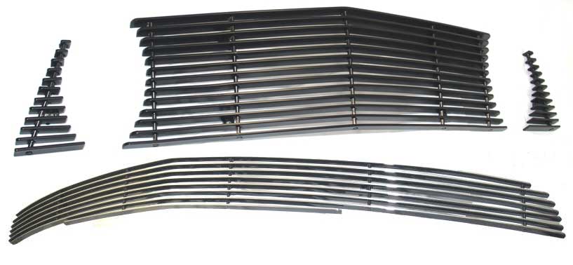 05-09 Mustang GT - 3PC Upper & Lower Billet Grille COMBO Kit with No Cut out for Pony CHROME or BLACK
