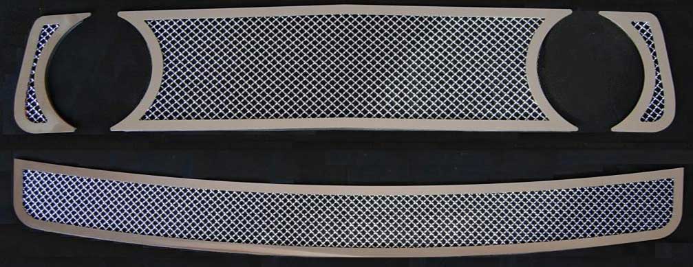05-09 Mustang GT - 3PC Upper & Lower MESH Grille w/Stainless Steel Frame COMBO