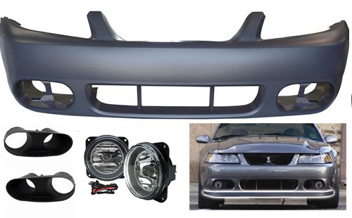 03-04 COBRA Style Mustang - Front Bumper with Fog Lights w/Bezels & Chin Spoiler - Fits Any 99-04 Mustang (Urethane)