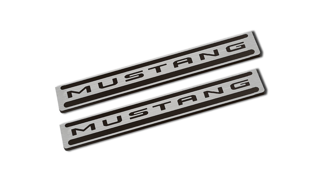 2015-17 Mustang Door Sills Two Tone Brushed