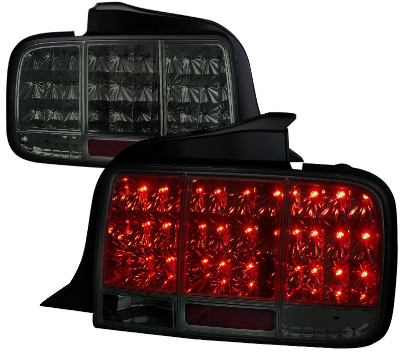 05-09 Mustang Taillights Gen 10 - LED built in Sequential Blink 1 - 2 - 3 Taillights - SMOKED (Pair)