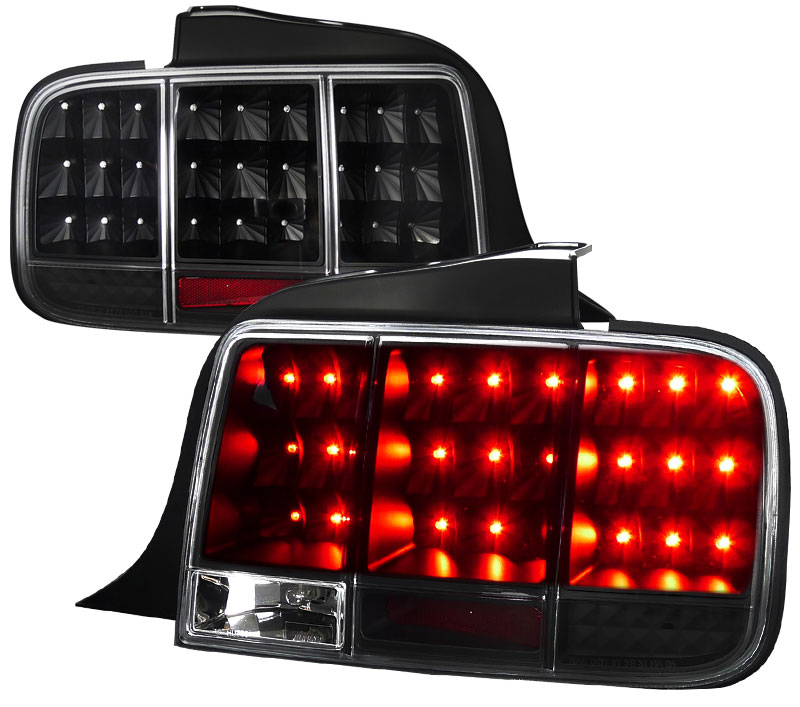 05-09 Mustang Taillights Gen 10 - LED built in Sequential Blink 1 - 2 - 3 Taillights - BLACK (Pair)