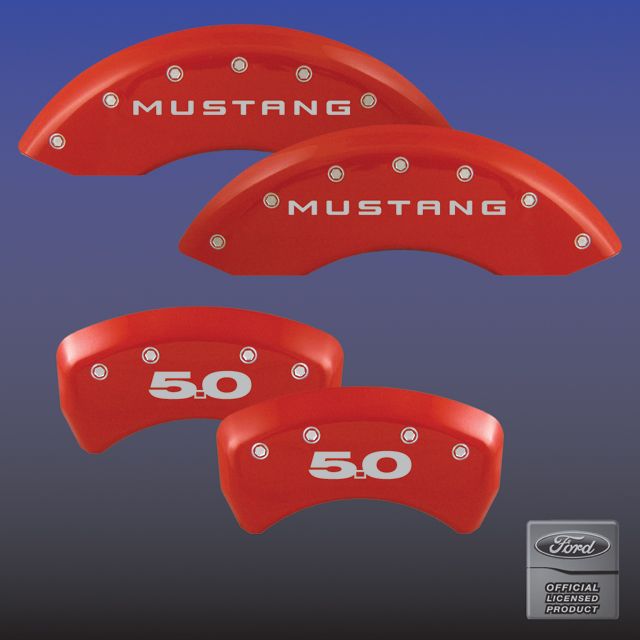 2011-2014 Mustang GT 5.0 Caliper Cover (Set of 4) - RED - 5.0 Logo