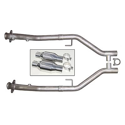2005-2010 Mustang GT 4.6L Stainless Steel 2.5" H-Pipe w/ Cats - PYPES