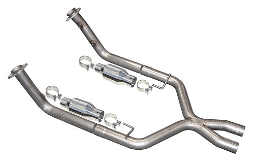 2005-2010 Mustang GT 4.6L 2.5" X-Pipe Kit w/ Polished Cats (for Short Tube Headers) - By PYPES