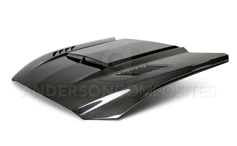 2015-2017 Mustang Carbon Fiber RAM AIR Hood (Fits all 15+ Models) DOUBLE SIDED TOP AND BOTTOM CARBON FIBER
