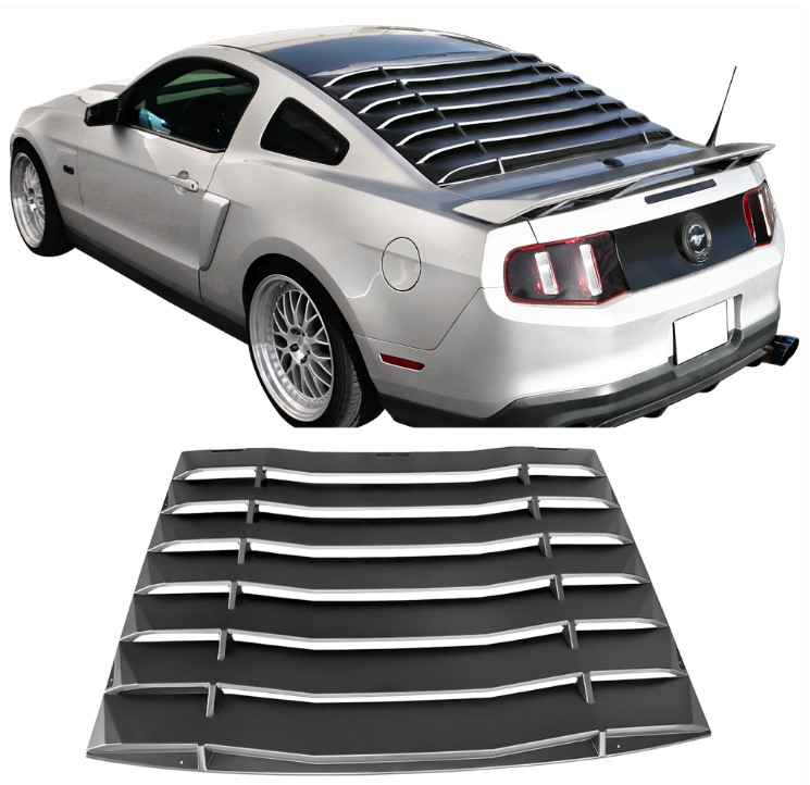 2005-2014 Mustang Rear Window Louver Kit V2 - ABS UNPAINTED BLACK FINISH
