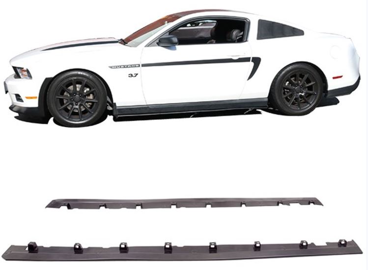 2010-2014 Mustang Mustang GT Bottom-Line Style Polyurethane Diffuser Side Skirts - BLACK (PAIR)