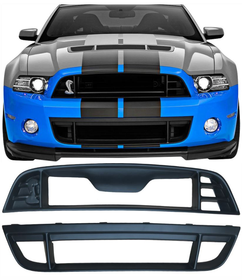 2010-2014 Mustang GT500 Style Mustang Front bumper - Polypropylene (With Upper/Lower Grille + Fogs)