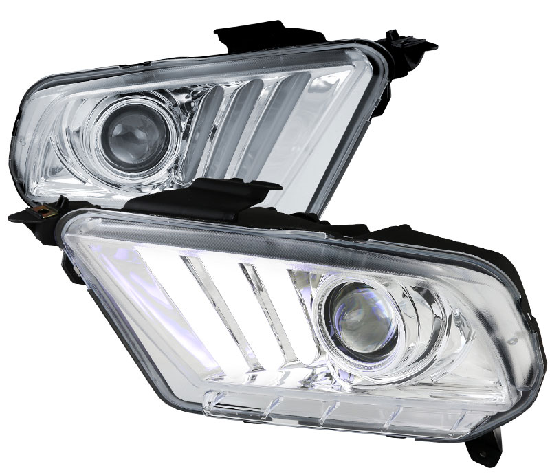 2010-2014 Mustang Headlights with Sequential turn signal 1-2-3 Blink CHROME (Pair) (NEW ITEM)