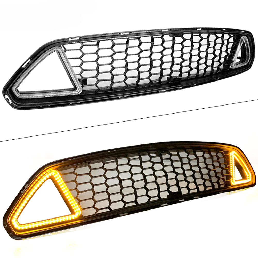 2015-2017 Mustang LED CLEAR LENS UPPER Grille White Running Lights w/yellow Turn Signals (Fits all models)