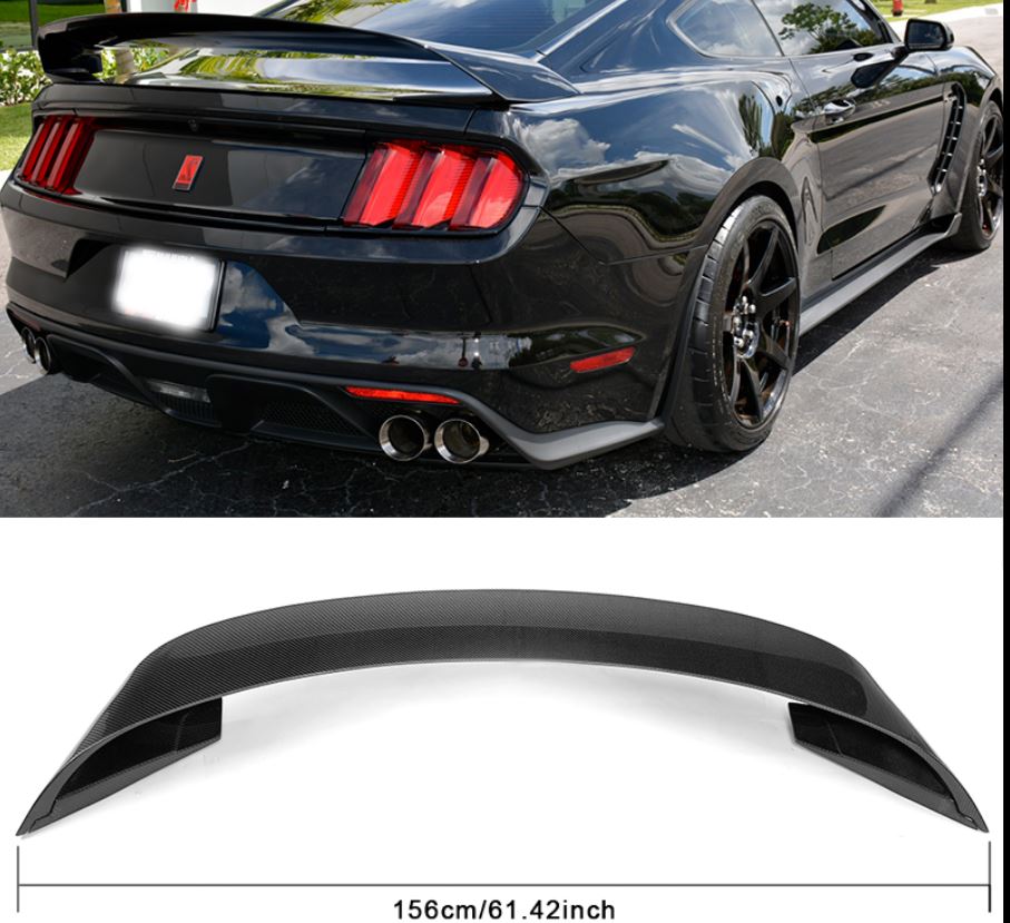 2015-22 Mustang Coupe GT350 GT350R Style Wing CARBON FIBER (With OEM Hole cover plate in Carbon fiber)