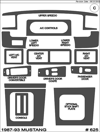Superior Dash 1987-1993 Mustang Interior Dash Trim Kit