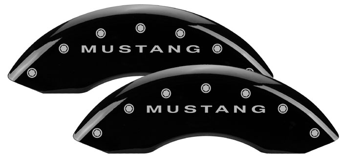 1979-1993 Mustang GT/V6 Caliper Cover (2 PC Front Kit) - BLACK - MUSTANG Logo