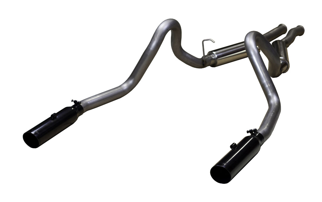 1979-2004 Mustang GT Pype Bomb Cat Back System aggressive sound 304 stainless M-80 Mufflers & 3.5" Phantom Black Tips