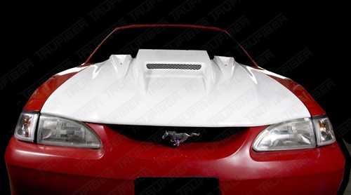 94-98 Mustang SPIDER X9 (Black Spider) Hood (Fiberglass) A14 By Trufiber (3 INCH RISE)