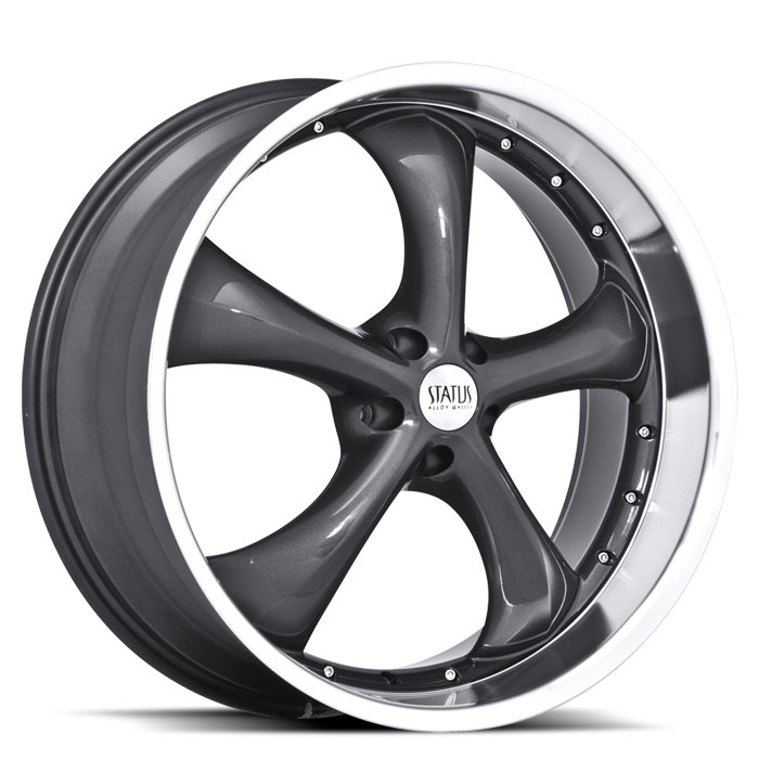 20 INCH Status Retro CHARCOAL Rims S818 - 5 Lug 05-17 (sizes available 20x8.5, 20x10 & Staggered) - Package for (4)