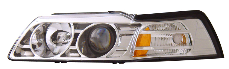99-04 Mustang Headlights PROJECTOR GEN 1 - CHROME (Pair)