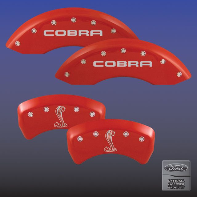 1994-2004 Mustang COBRA Caliper Cover (Set of 4) - RED - COBRA SNAKE Logo