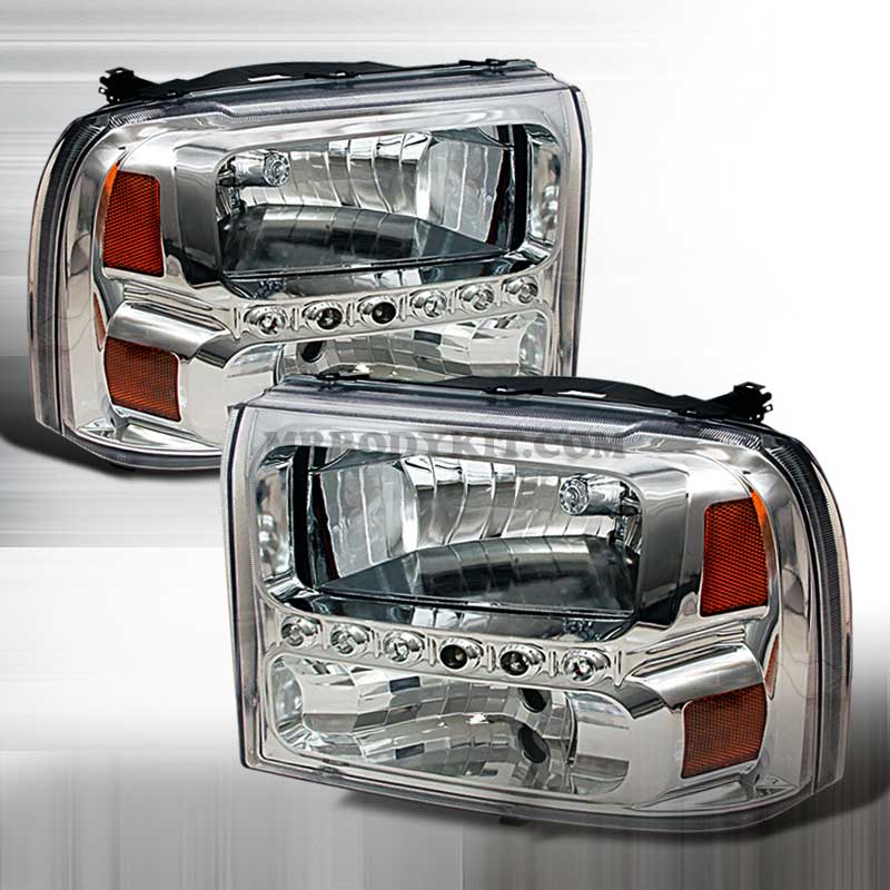 1999-2004 Ford F-250 PROJECTOR CRYSTAL HOUSING FORD EXCURSION 00-04 / SUPER DUTY 99-04 HEADLIGHTS CHROME