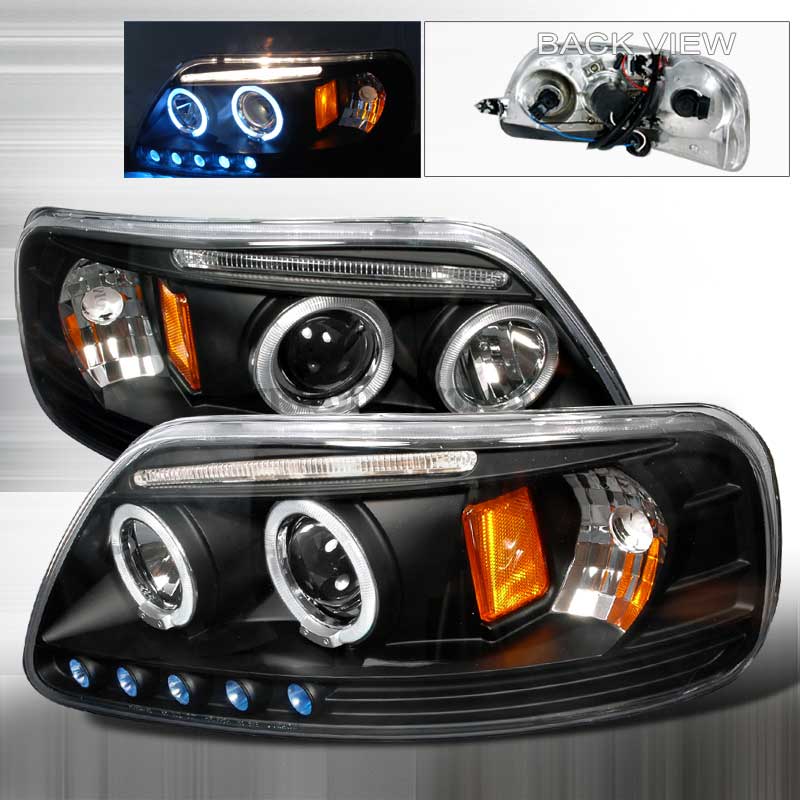 1997-2003 Ford F-150 LED PROJECTOR HALO HEADLIGHTS BLACK