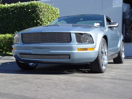 05-09 Mustang V6 - Upper & Lower Billet Grille COMBO - No cut out for Pony - BLACK