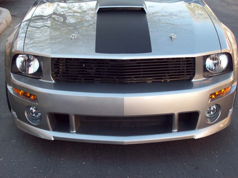 05-09 Mustang GT - 1PC Upper Billet Grille Fog Light Delete HIGH FLOW Replacement (9 BARS) (801135) BLACK