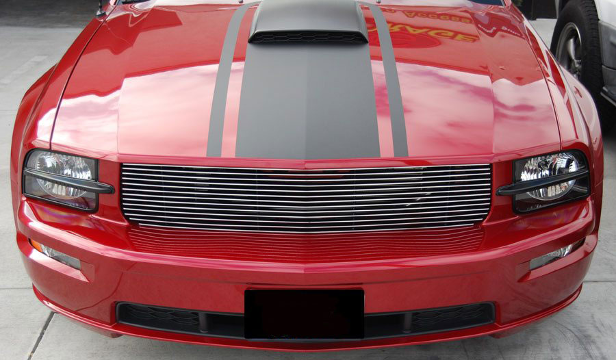 05-09 Mustang GT - 1PC Upper Billet Grille Fog Light Delete (15 BARS) (811135) CHROME