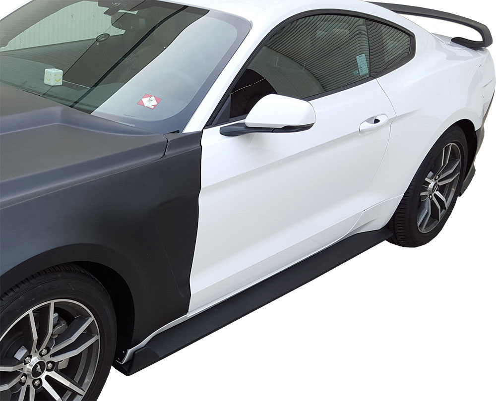 2015-19 Mustang GT 350 Style Rocker Panel Splitters Type GR (Fits All Models) FIBERGLASS
