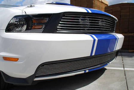 2010-12 Mustang GT Upper 1PC Fog Light Delete Billet Grille - 7 Bars - BLACK - FULL REPLACEMENT GRILLE