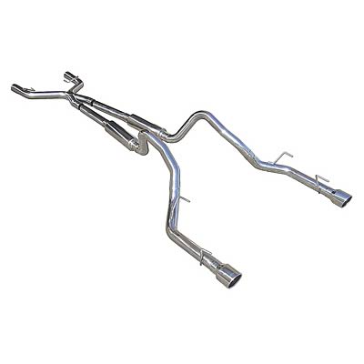 2005-2010 Mustang V6 Mid-Muff M80 Sys w/ X-Pipe, Mid-Pipes & Axle-Back Muffler-Delete w/ 4" Polished Tips - By PYPES