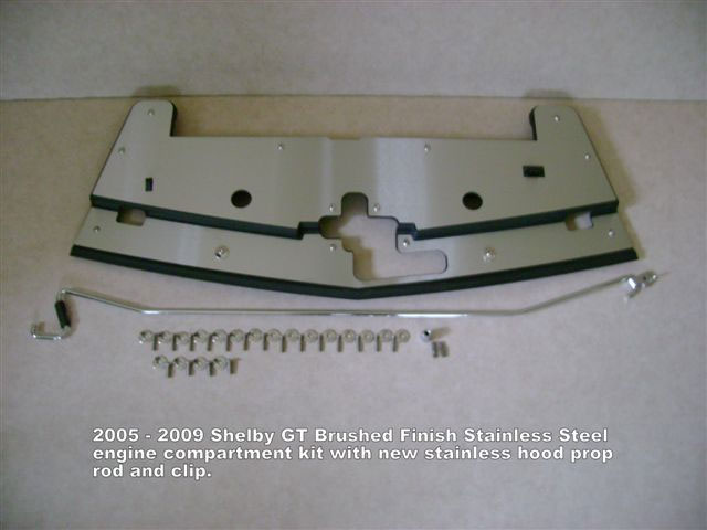2005-2009 Mustang Shelby GT Radiator Stainless Cover w/hood prop rod - Mirrored Polish or Brushed Finished