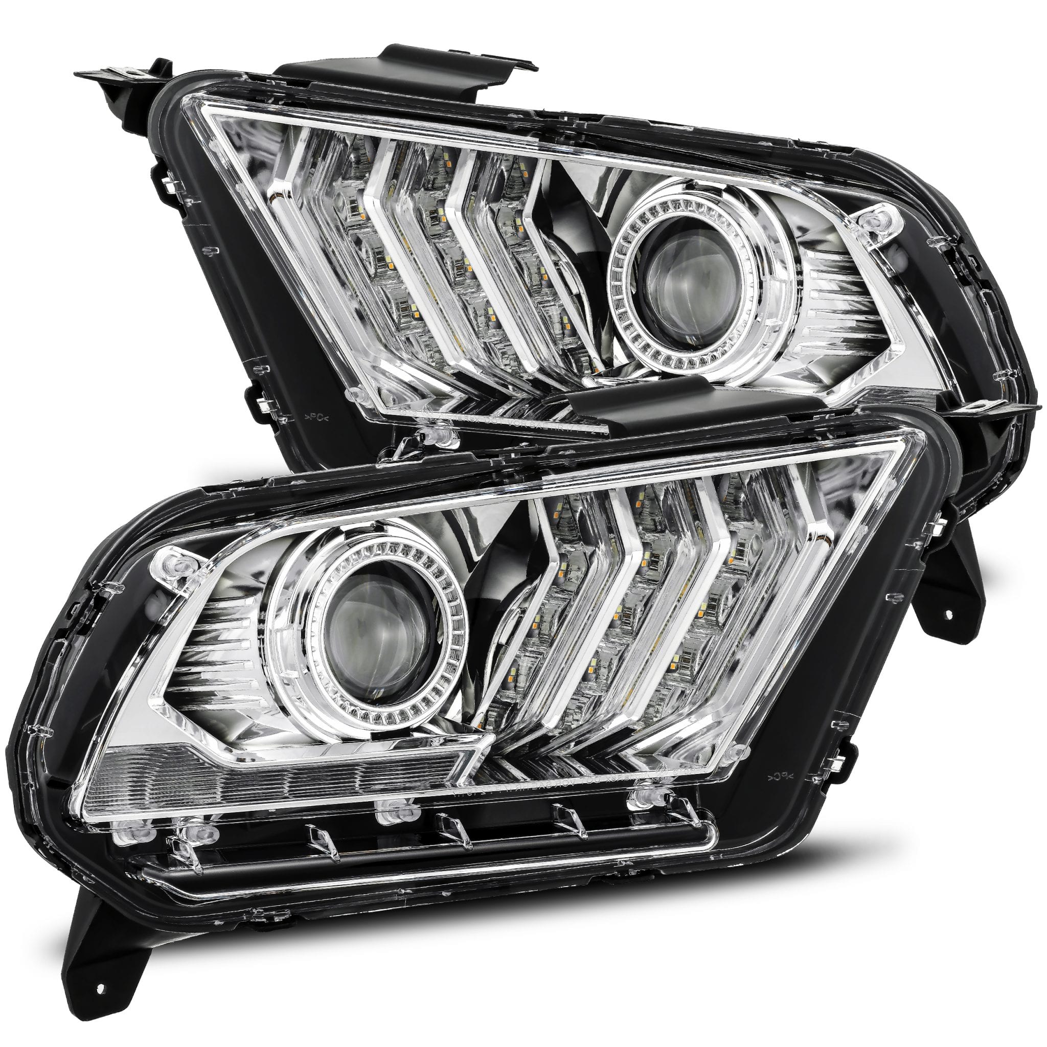 2010-2014 Mustang Headlights with Sequential turn PRO-Series Projector - CHROME