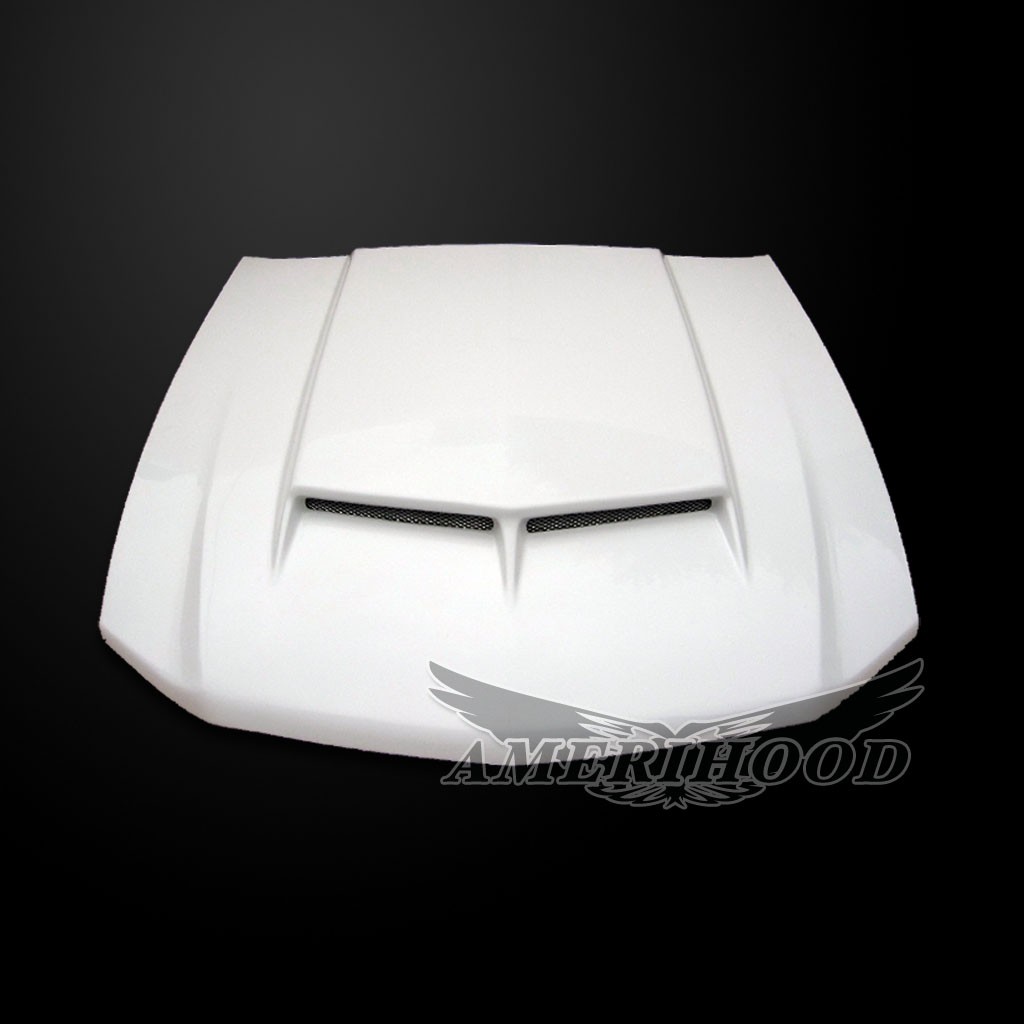 2010-2012 GT/V6 (NOT 10-12GT500) Mustang Type-C Style Functional Ram Air Hood by Amerihood (Fiberglass)