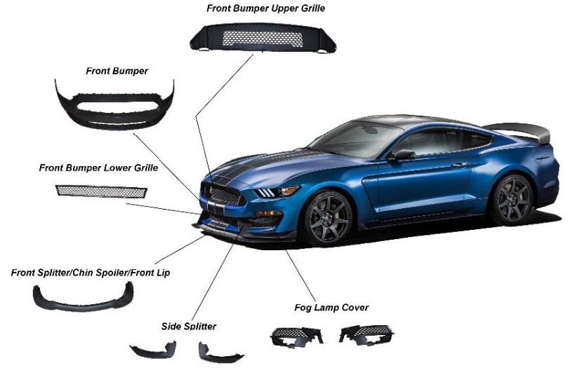 15-17 Mustang GT350 Style Mustang FULL Conversion Package - Direct fit 17PC KIT (Cat back Exhaust and Tips included)