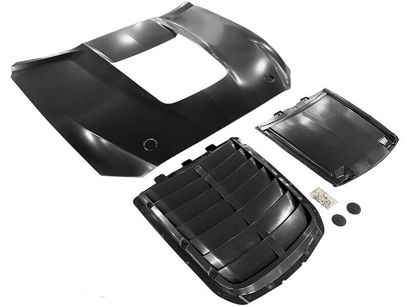18-22 Mustang GT500 Style Aluminum Hood (Fits all 18-22 Models) Direct Fit & Includes Plastic Louvers