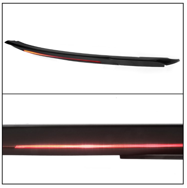 2015-22 Mustang Long LED Style Wing (Similar to Track Pack Style) - ABS Plastic - PAINTED GLOSS BLACK