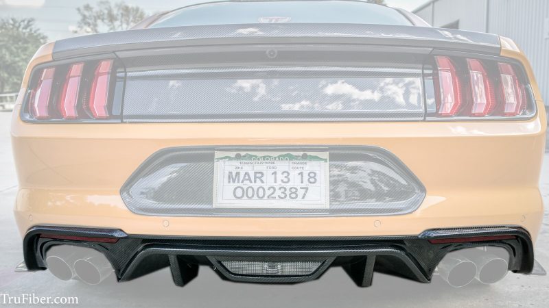 2018-20 Mustang Carbon Fiber LG355 Rear Diffuser QUAD TIP - CARBON FIBER
