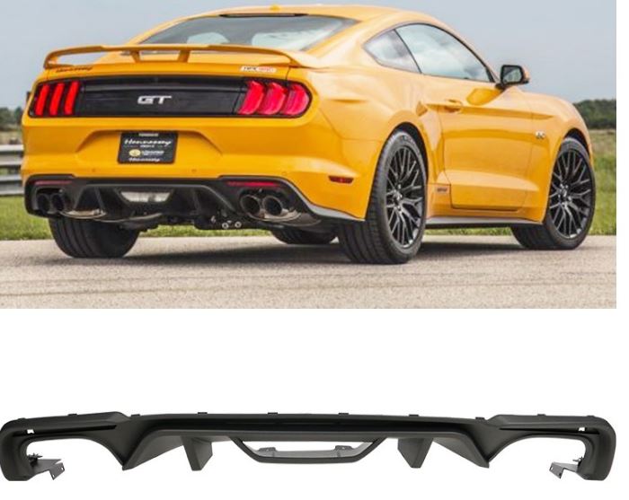 2018-20 Mustang GT TYPE Rear Bumper Diffuser OE Textured Black Polyurethane (Fits all models)
