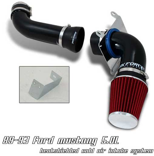 89-93 Mustang 5.0L V8 Intake Kit - Black Pipes Part # F1X10B (In fender mount)