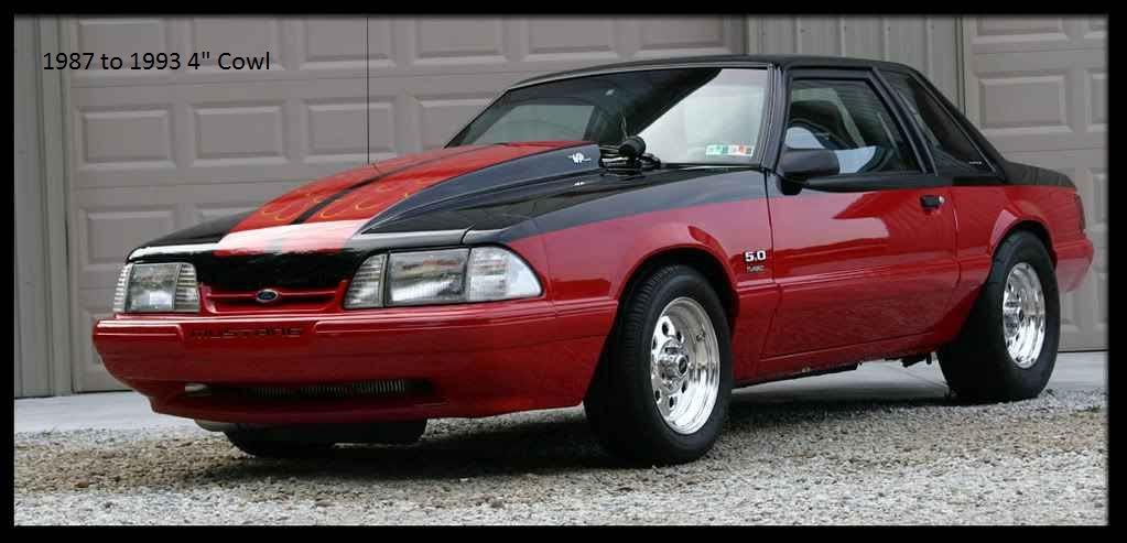 87-93 Mustang 4 INCH COWL Hood (Fiberglass)