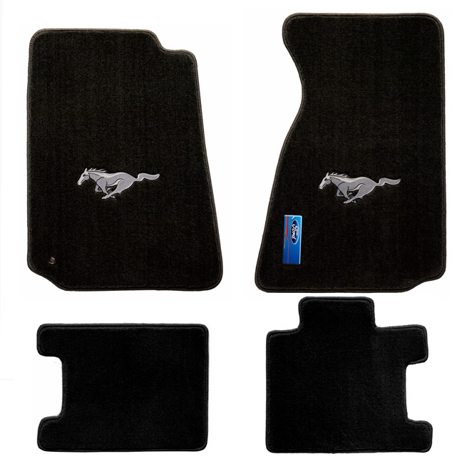 1994-1998 Mustang Convertible Floor Mats - Black (6 Emblem Options)