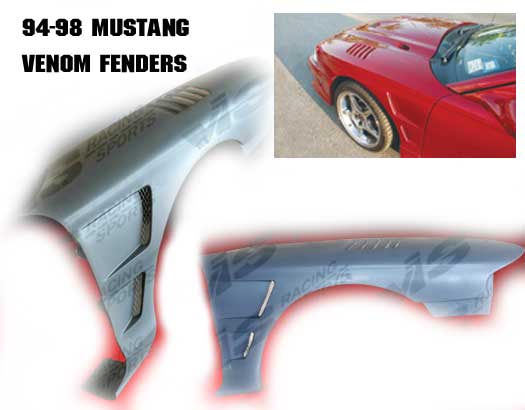 94-98 Mustang VENOM Velocity Fenders Fiberglass (Pair)