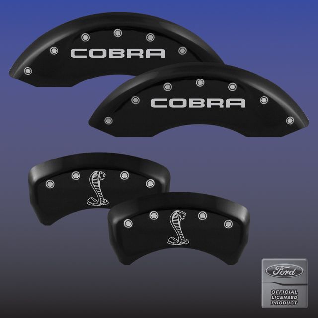1994-2004 Mustang COBRA Caliper Cover (Set of 4) - BLACK - COBRA SNAKE Logo